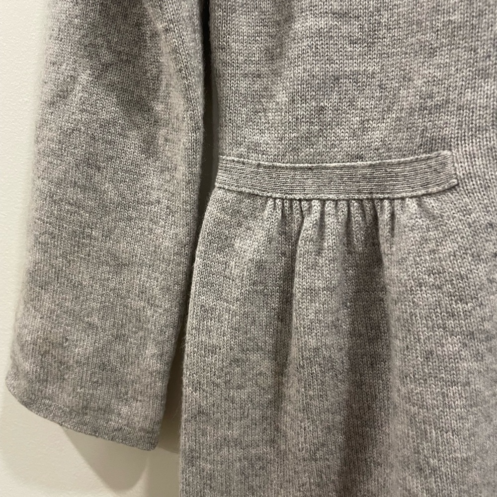 Aqua Cashmere Grey Peplum Babydoll Sweater 3/4 Sleeves Quiet Luxury Minimalist - Picture 3 of 10